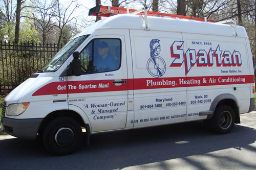 Spartan Truck on Toilet Repair Call